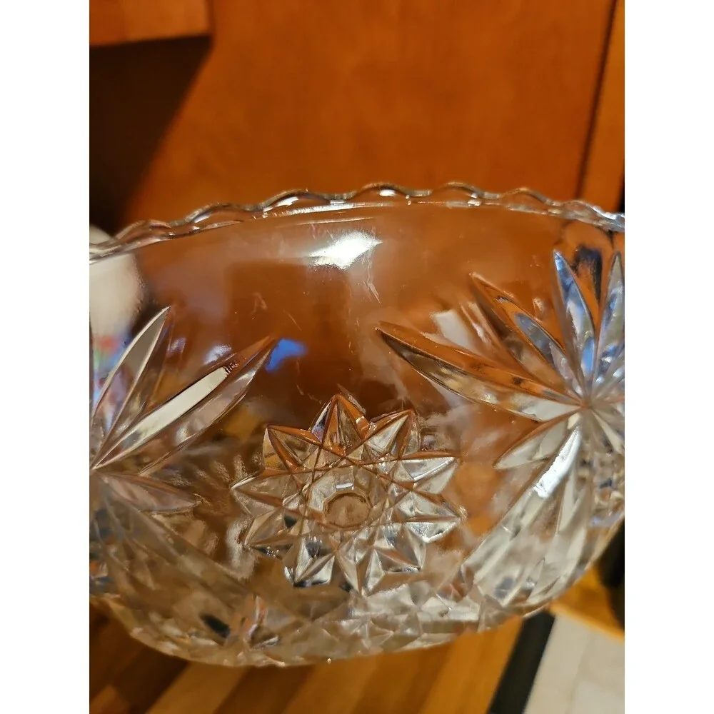 Vintage EAPC Anchor Hocking Star Burst Pressed Glass Bowl 10.75
